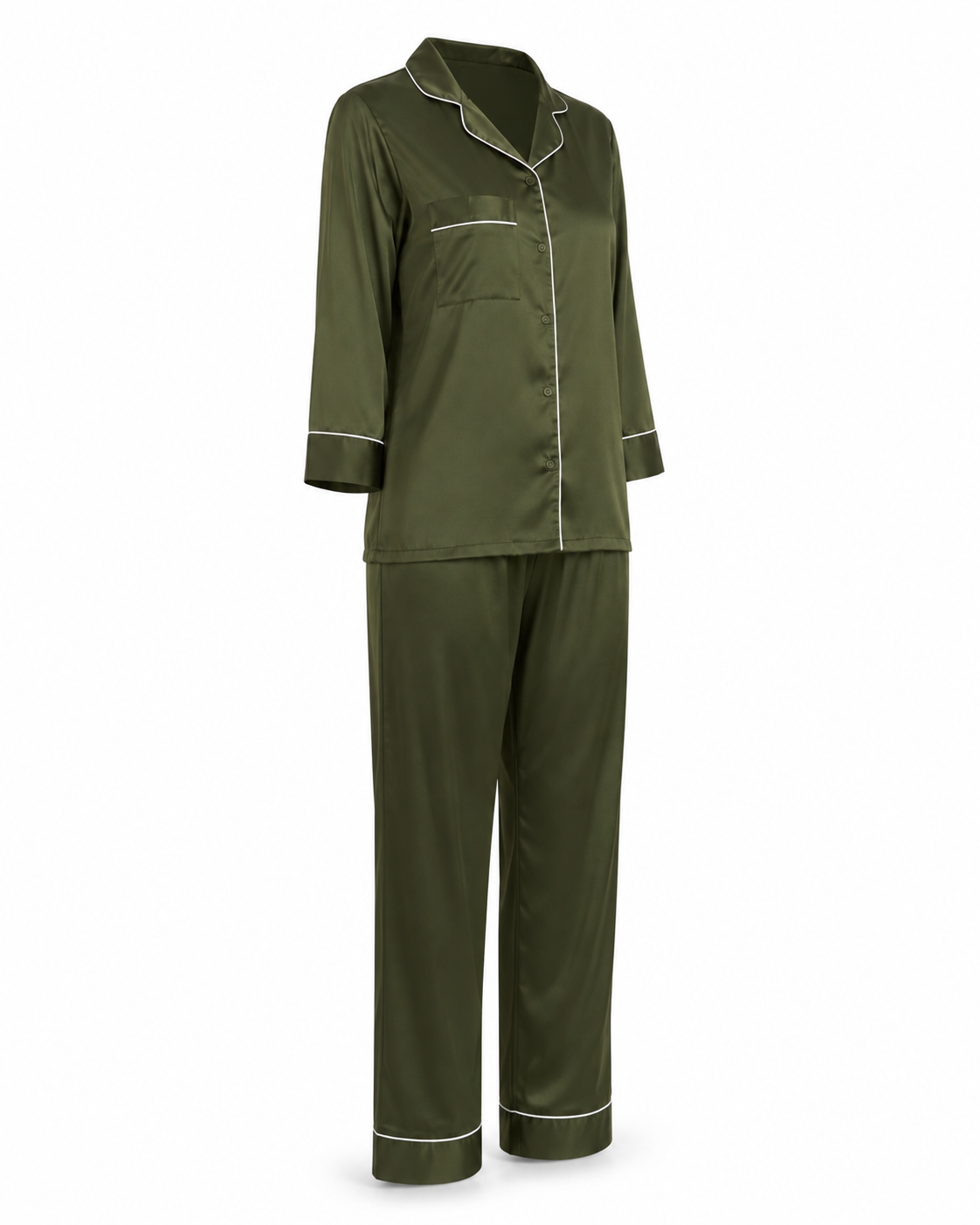 Zohroze Olive Grove Armani Satin Nightsuit Set