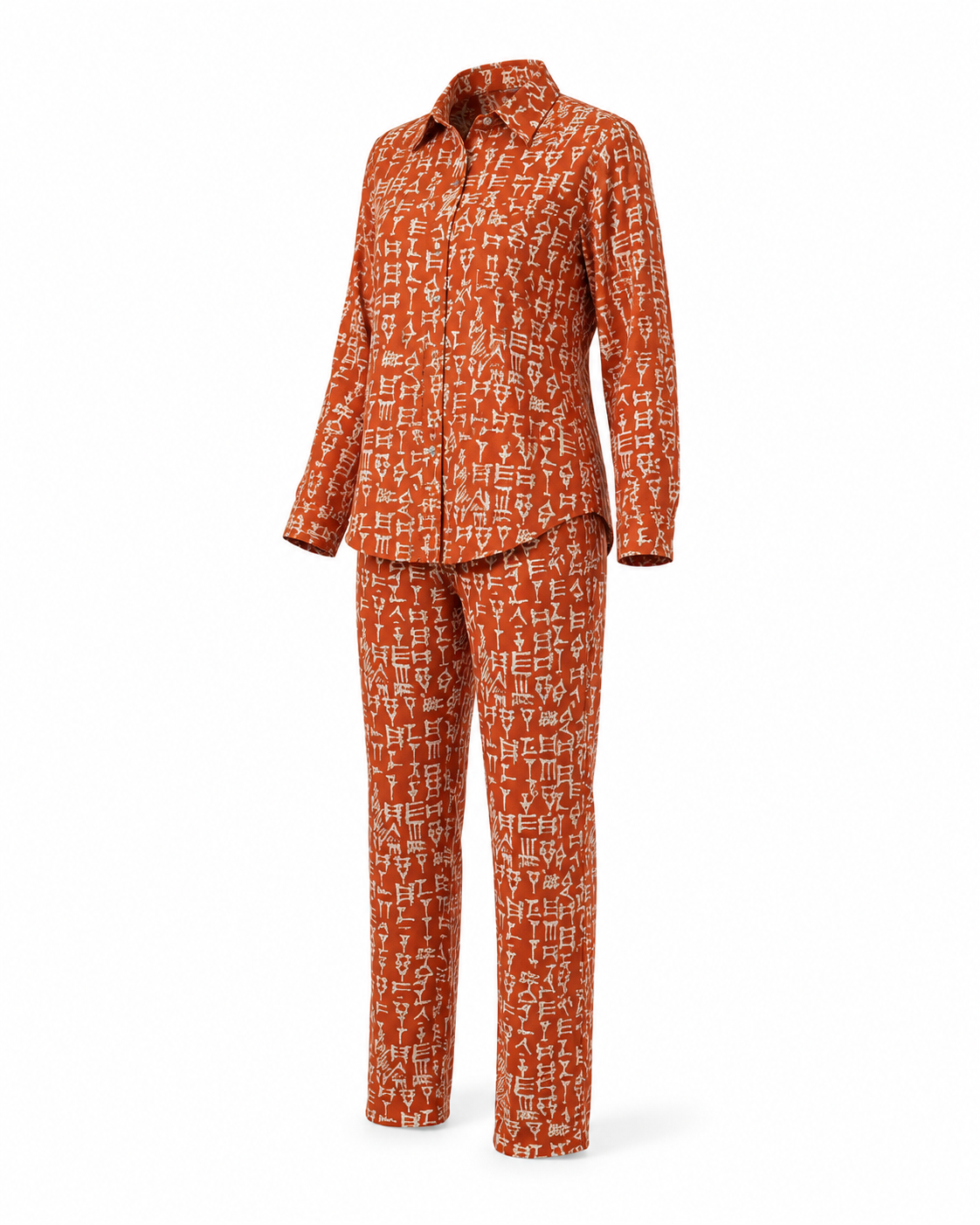 Zohroze Ancient Script Co-Ord Set – Orange