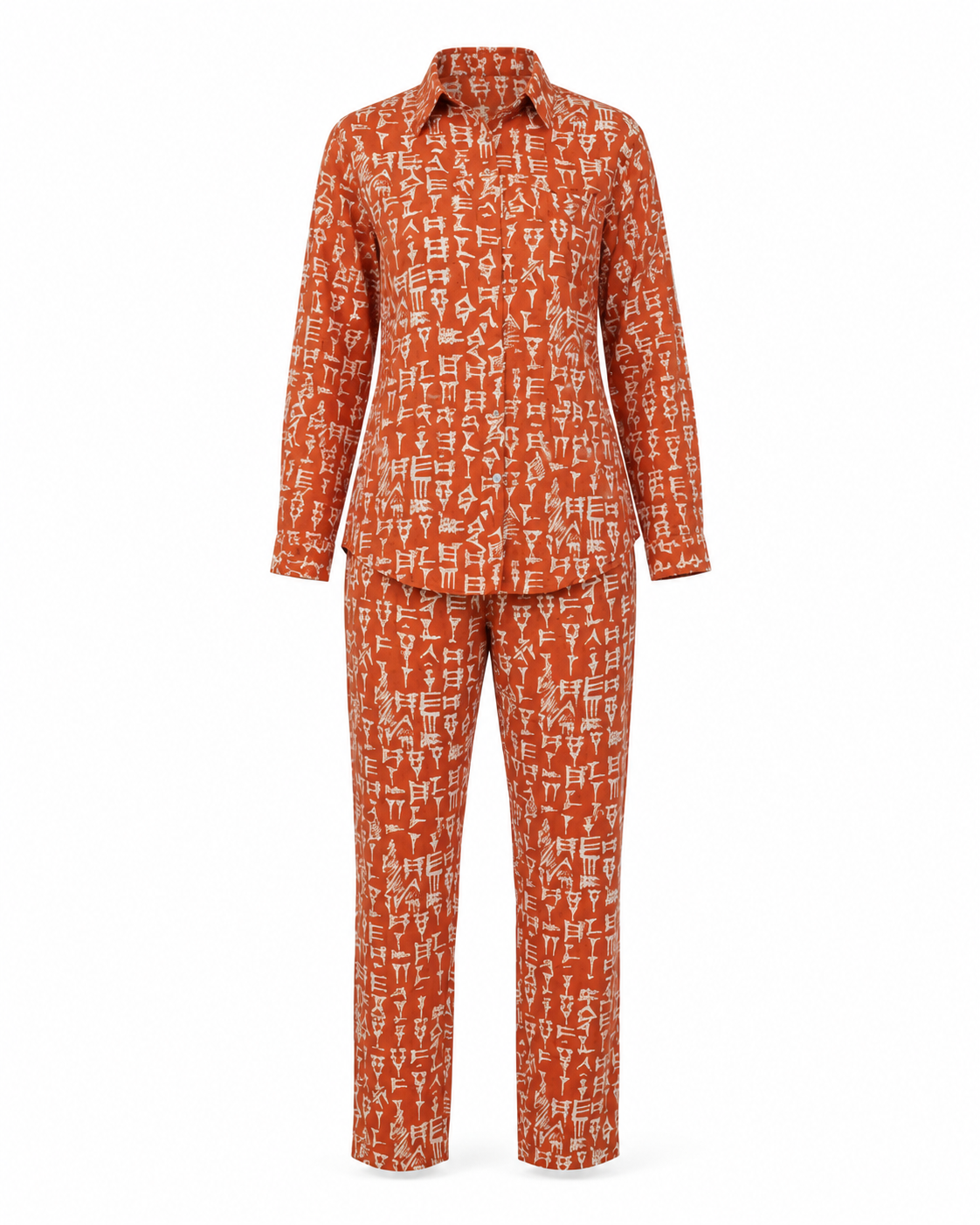 Zohroze Ancient Script Co-Ord Set – Orange