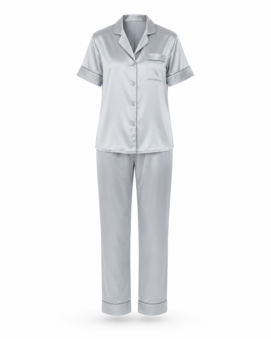 Zohroze Italian Satin Nightsuit – Silver Grey