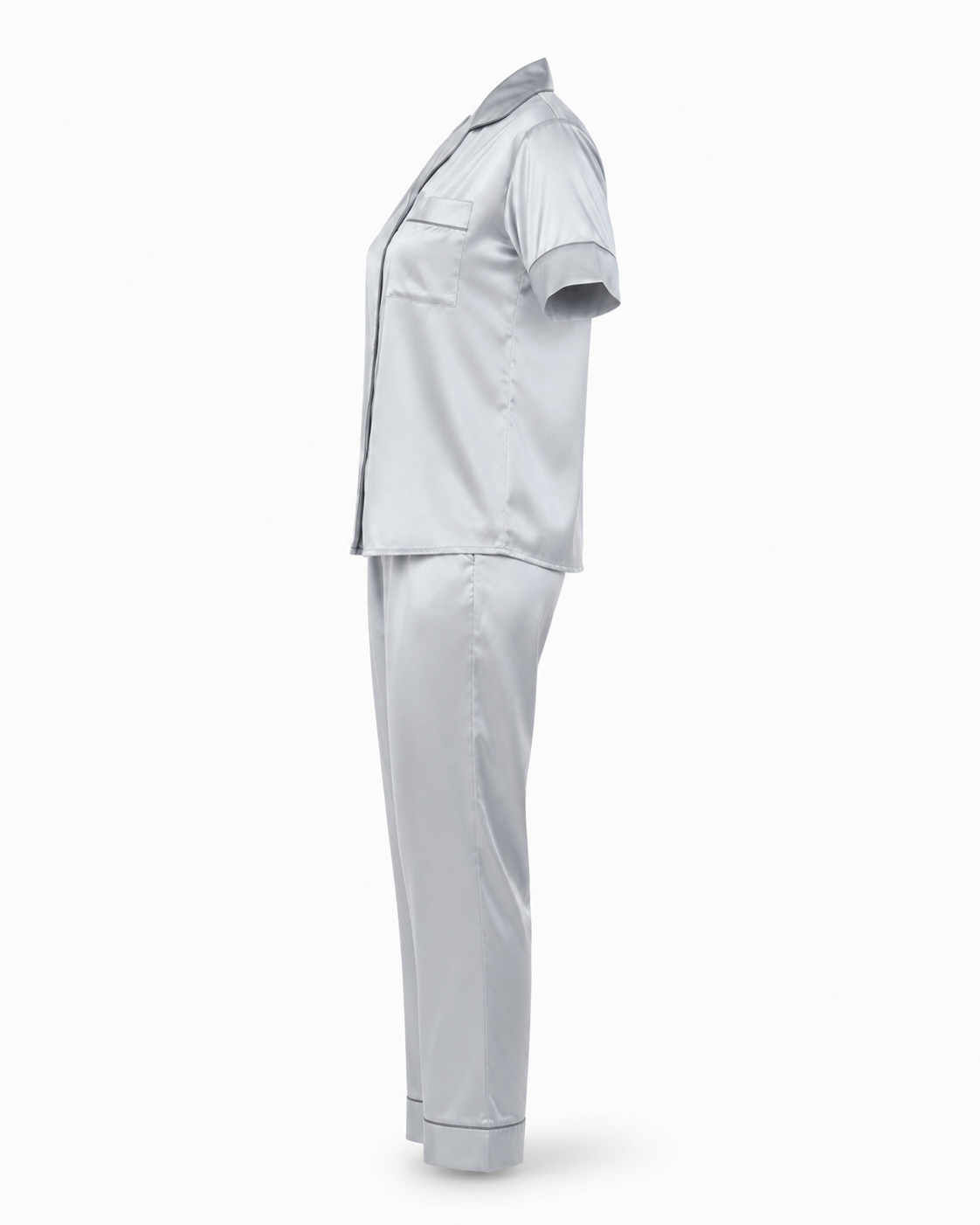 Zohroze Italian Satin Nightsuit – Silver Grey