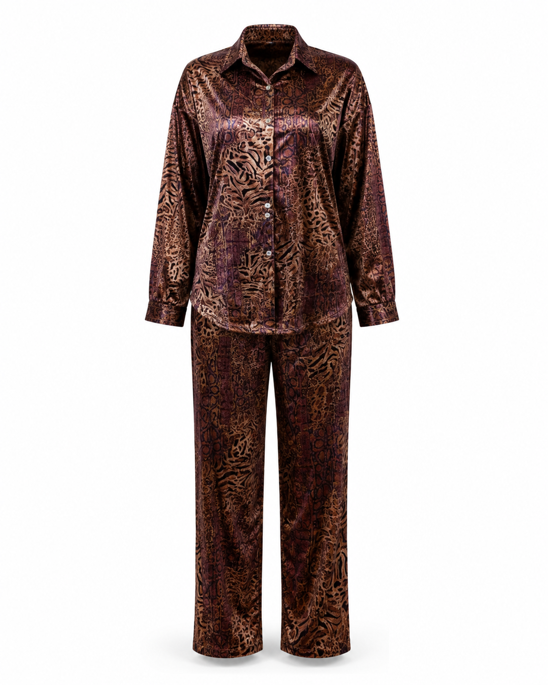 Zohroze Rose Gold Velvet Nightsuit Set