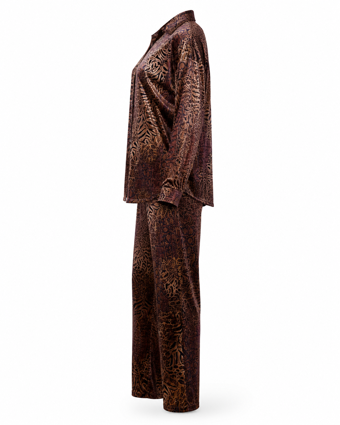 Zohroze Rose Gold Velvet Nightsuit Set