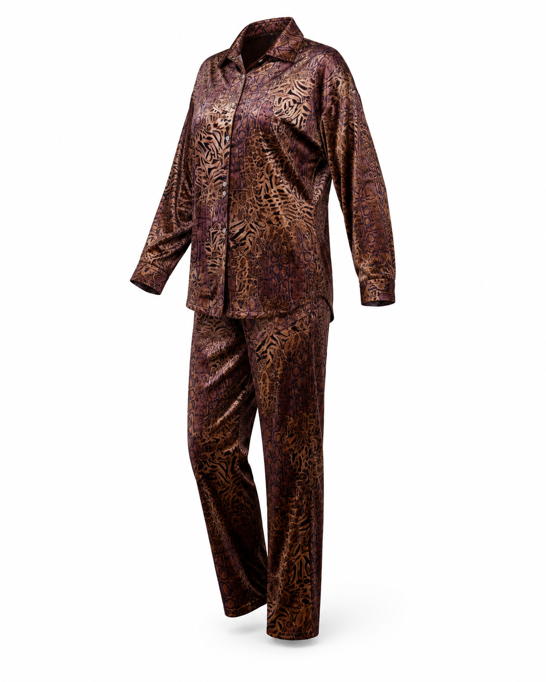 Zohroze Rose Gold Velvet Nightsuit Set