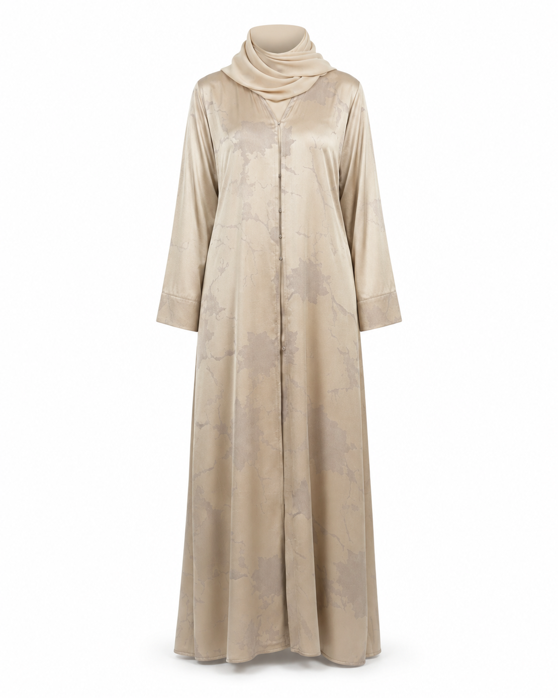 Zohroze Champagne Beige Satin Abaya
