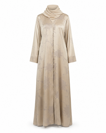 Zohroze Champagne Beige Satin Abaya