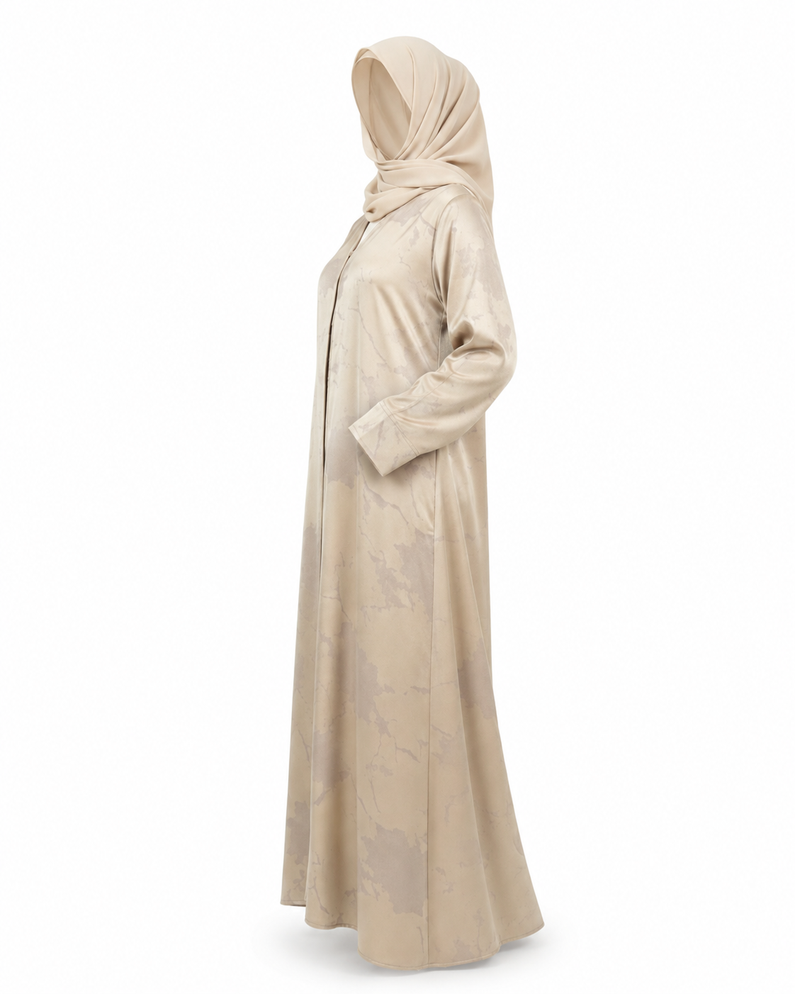 Zohroze Champagne Beige Satin Abaya
