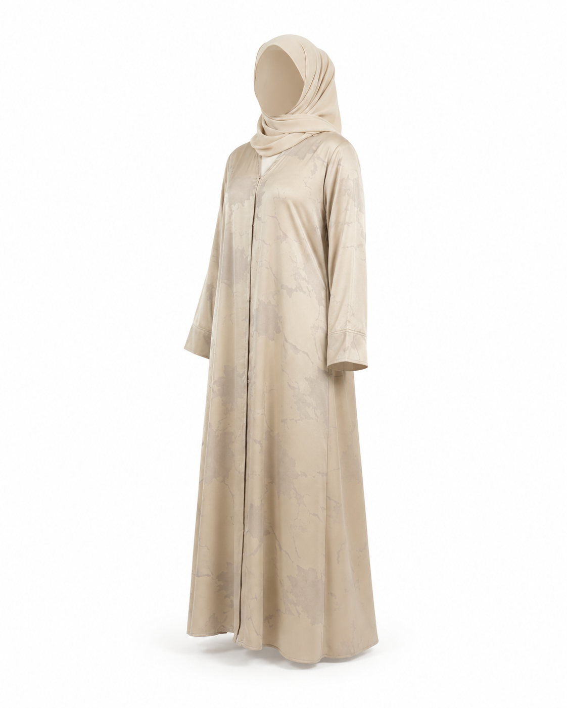 Zohroze Champagne Beige Satin Abaya