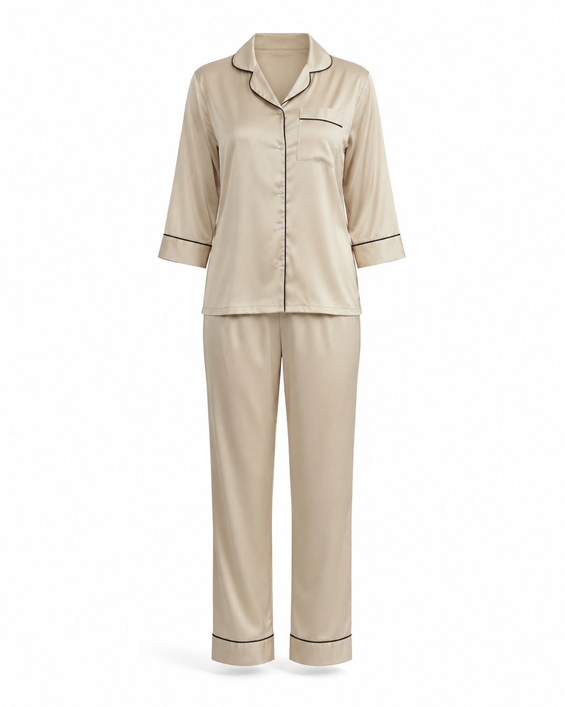 Zohroze Desert Taupe Satin Nightsuit