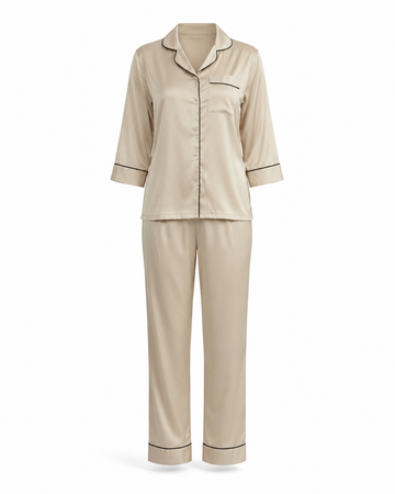 Zohroze Desert Taupe Satin Nightsuit