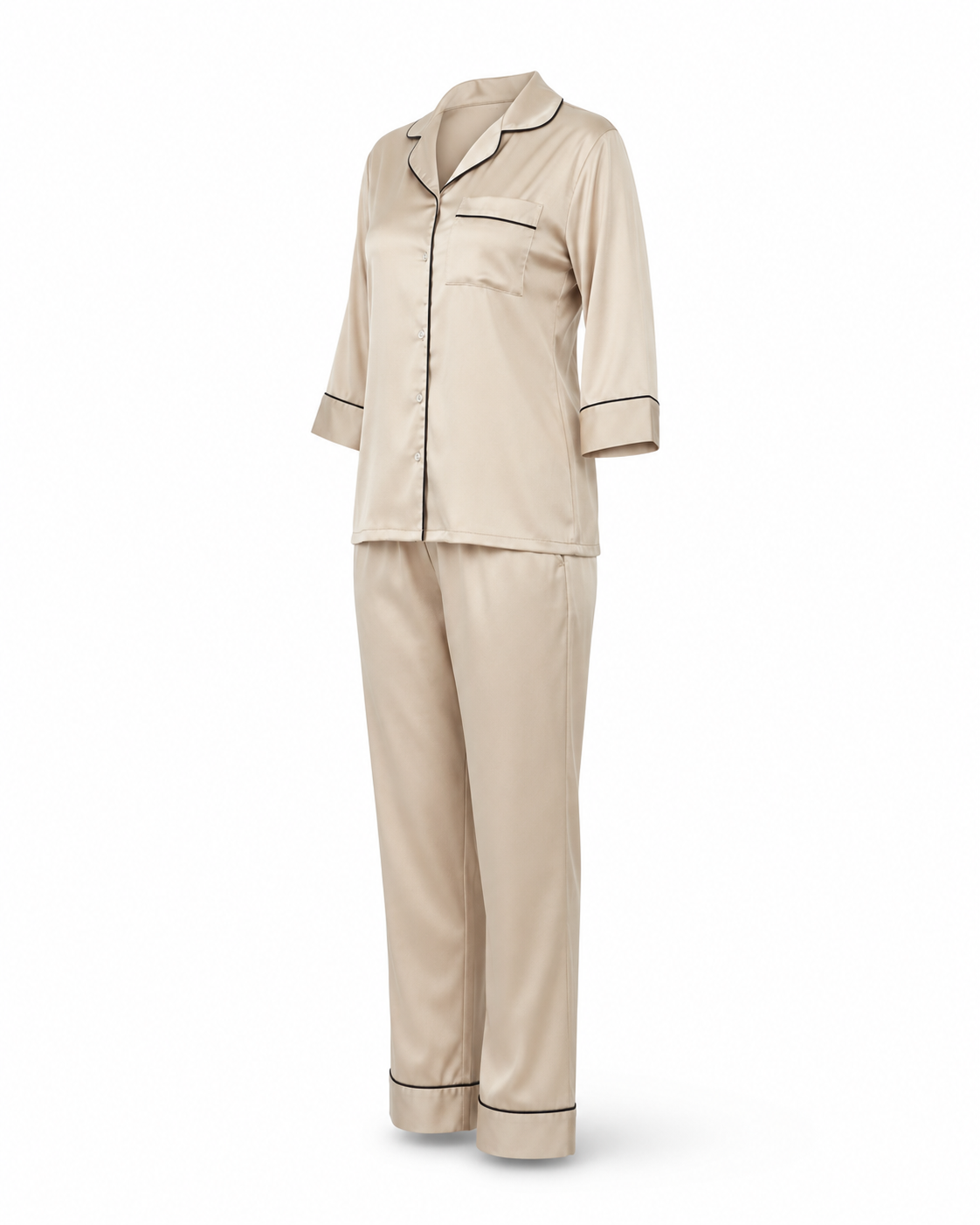 Zohroze Desert Taupe Satin Nightsuit