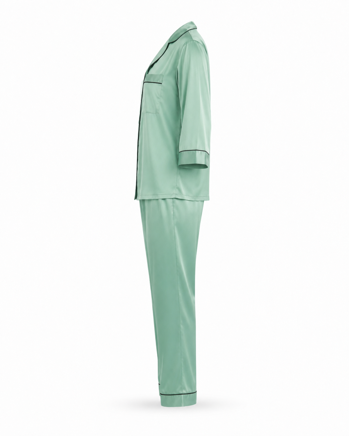 Zohroze Mint Mist Satin Nightsuit – Sage Green