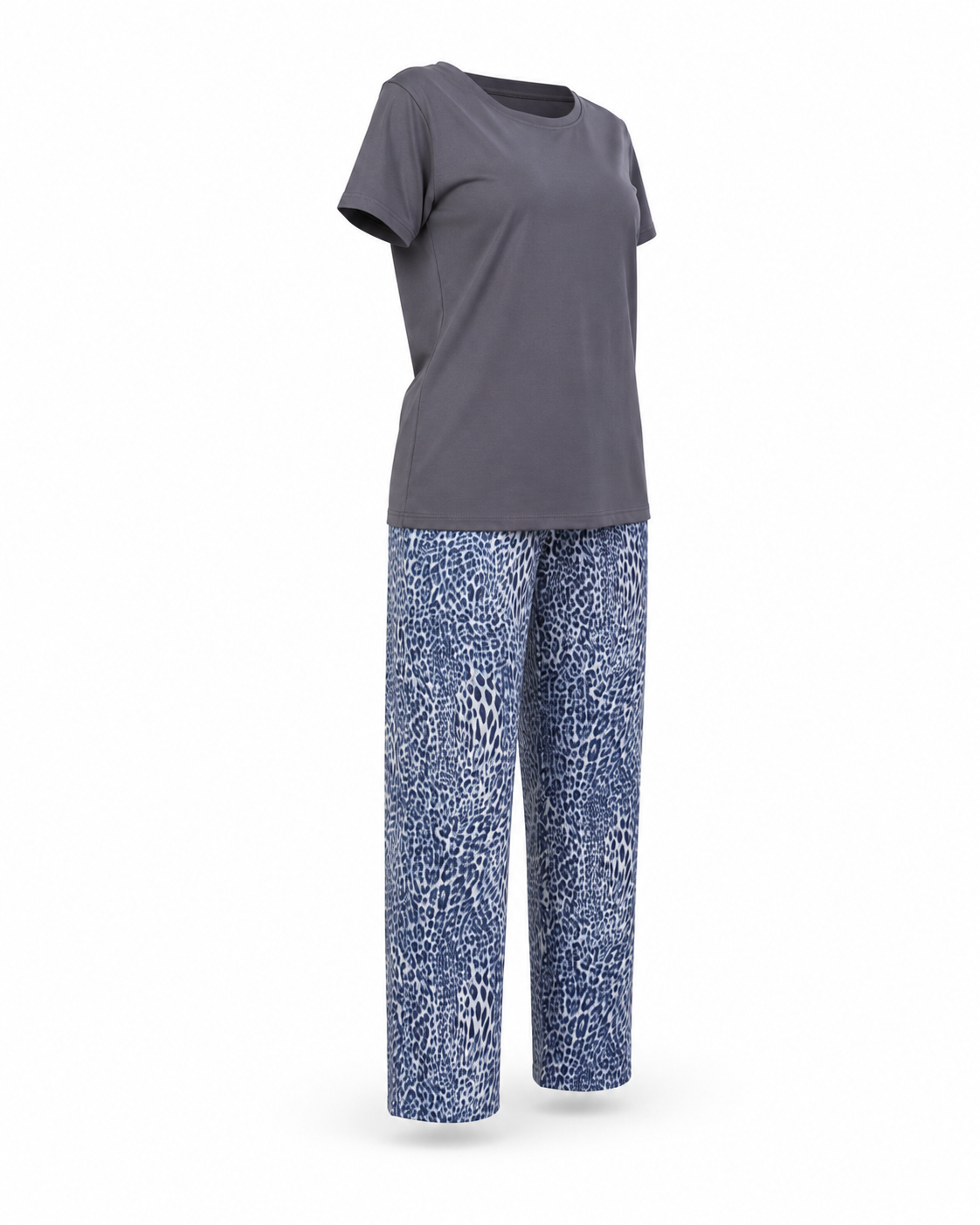 Zohroze Grey Leopard Cotton Pajama Set