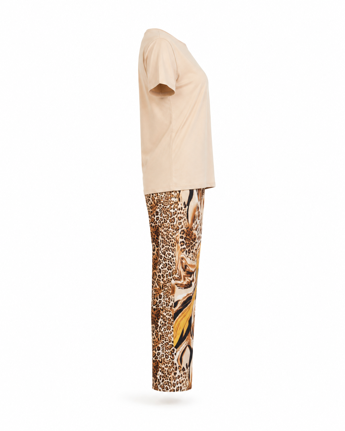 Zohroze Beige Animal Print Pajama Set