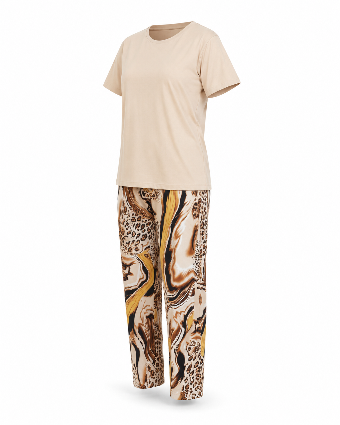 Zohroze Beige Animal Print Pajama Set