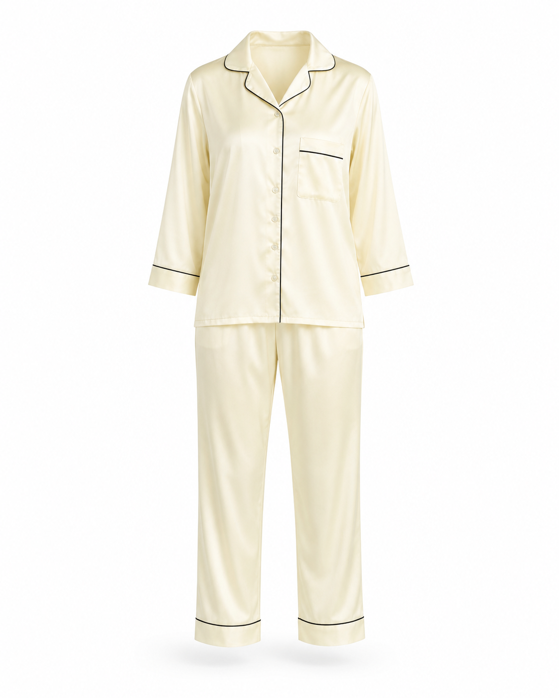 Zohroze Lemon Chiffon Satin Nightsuit