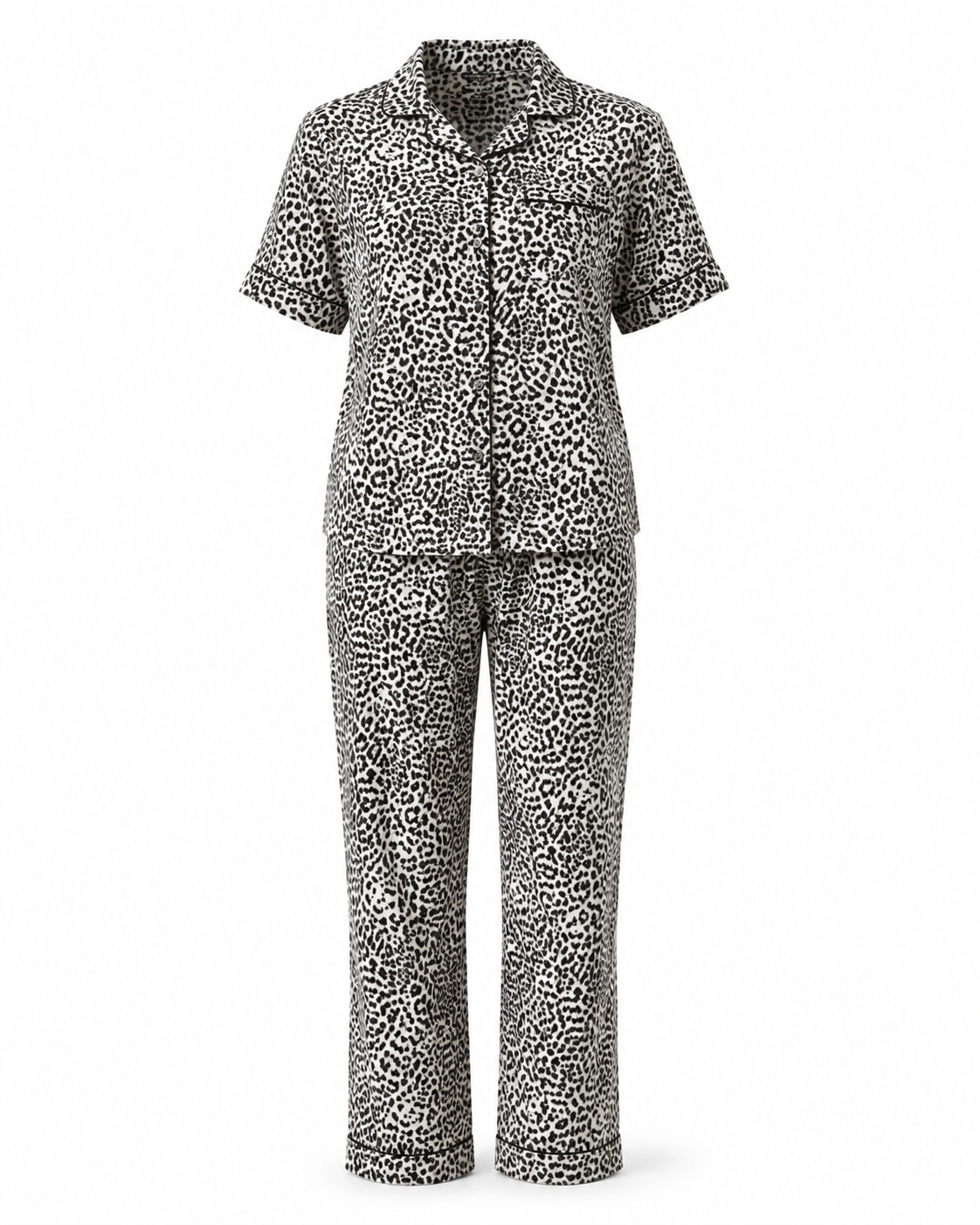 Zohroze Midnight Leopard Satin Nightsuit