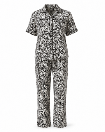 Zohroze Midnight Leopard Satin Nightsuit
