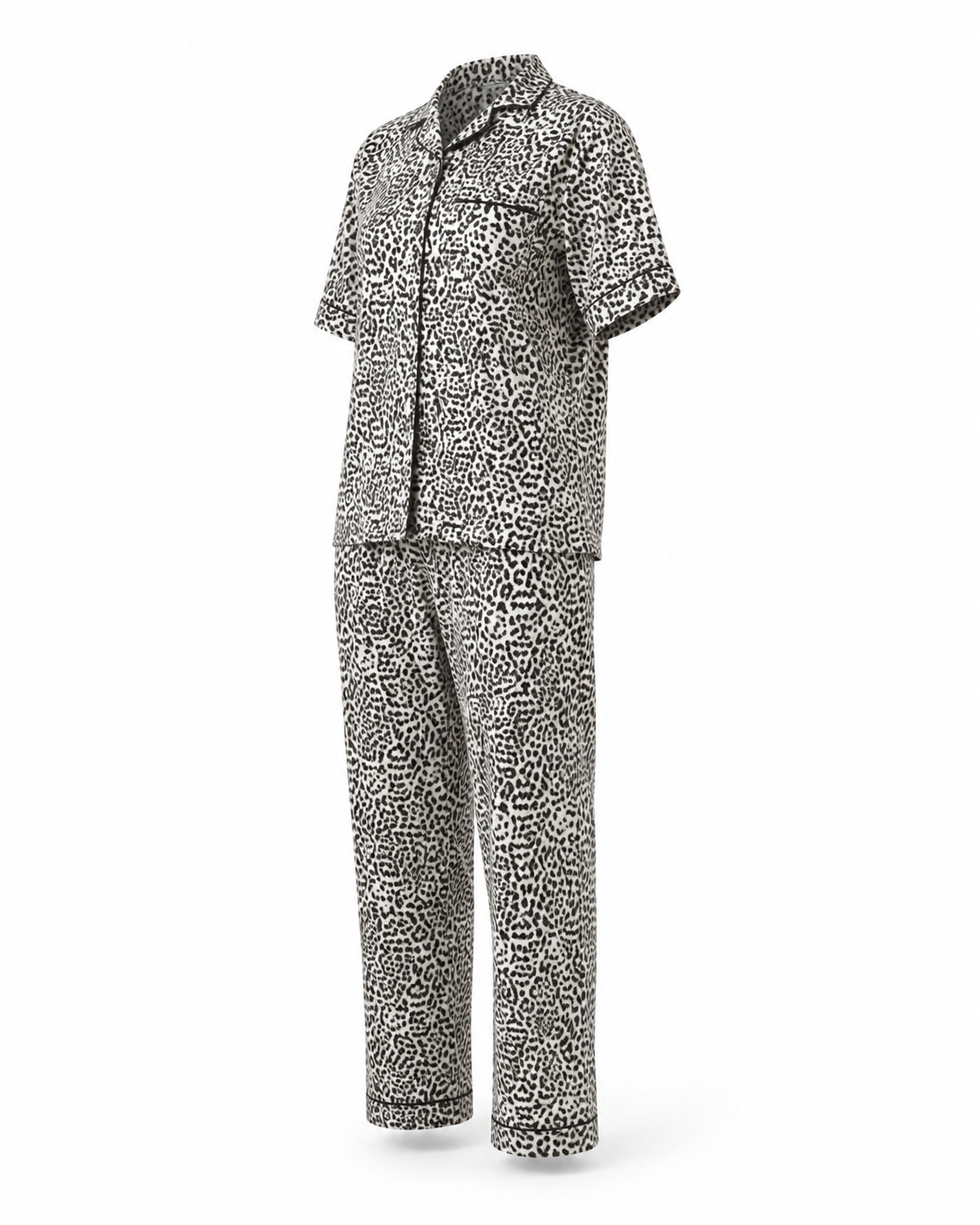 Zohroze Midnight Leopard Satin Nightsuit