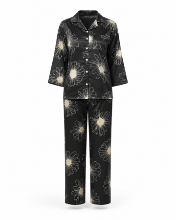 Zohroze Midnight Daisy Satin Nightsuit