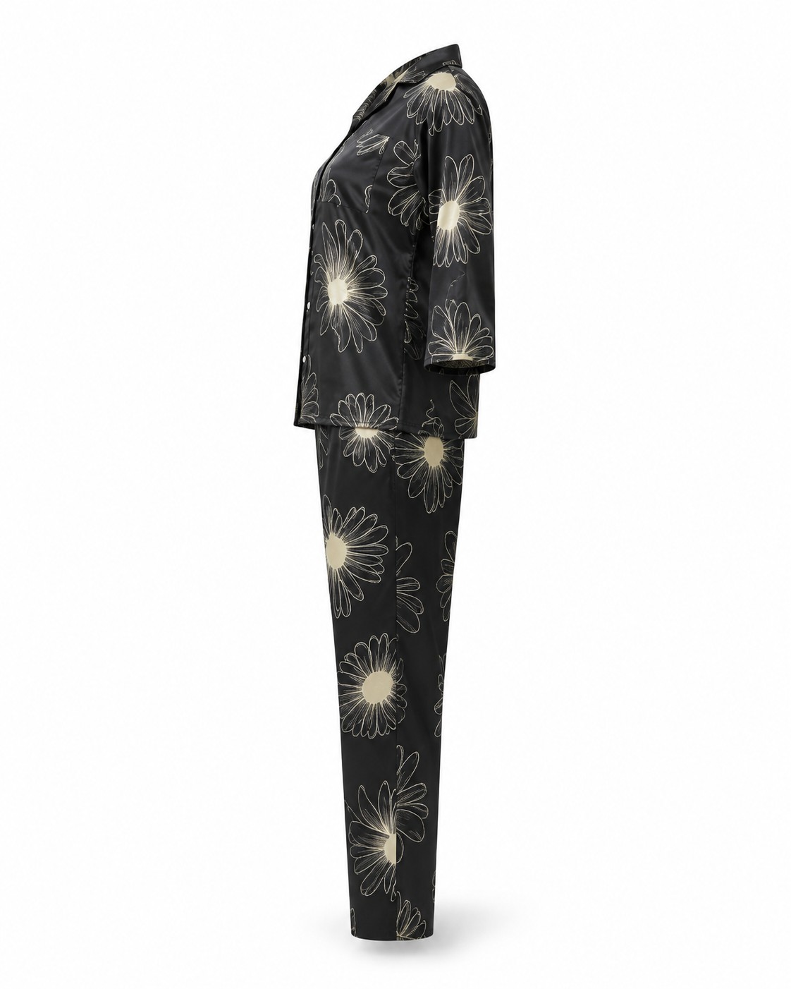 Zohroze Midnight Daisy Satin Nightsuit