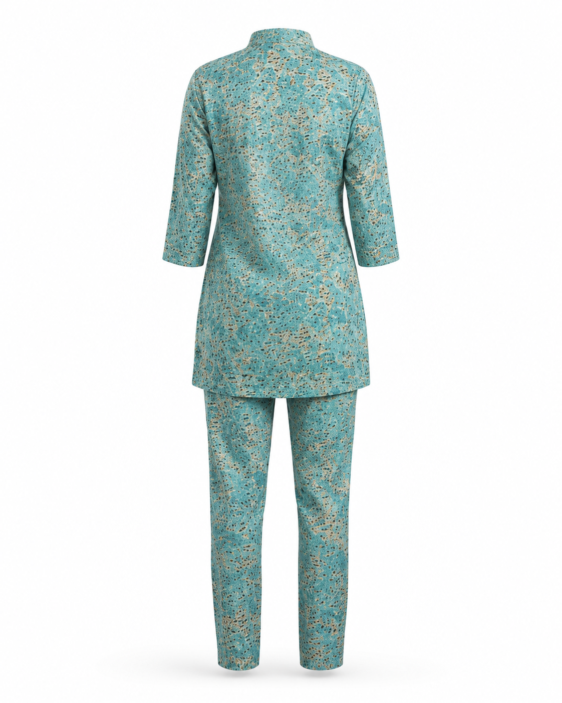 Zohroze Teal Floral Rayon Kurti Set with Pant for Women