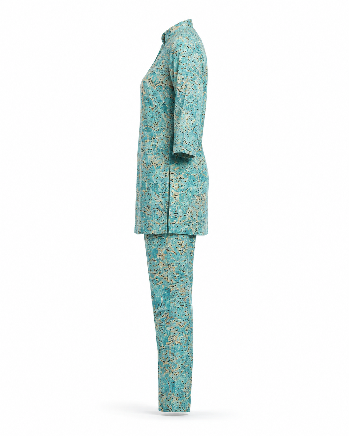 Zohroze Teal Floral Rayon Kurti Set with Pant for Women
