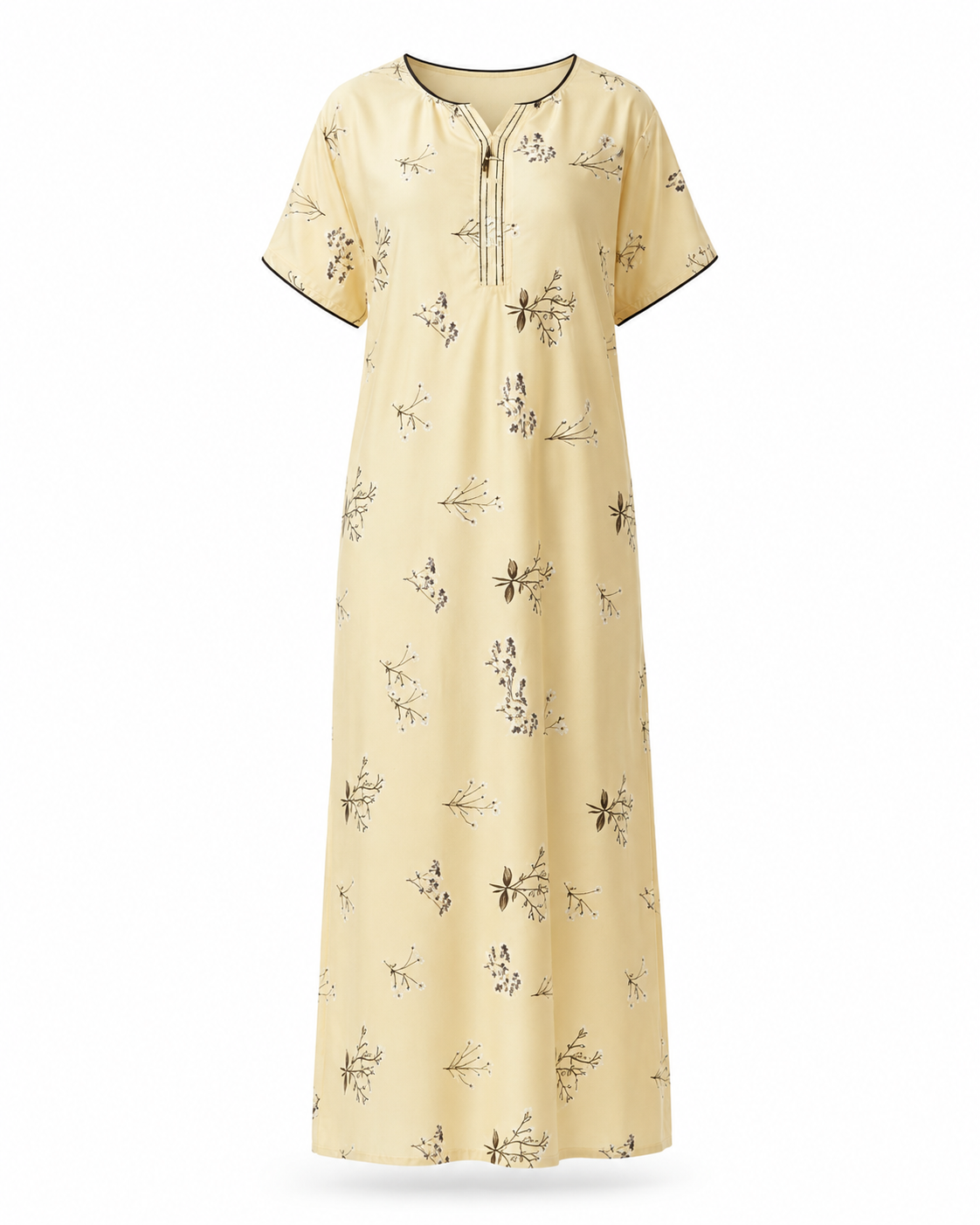 Zohroze Cream Italian Satin Maxi Nightgown