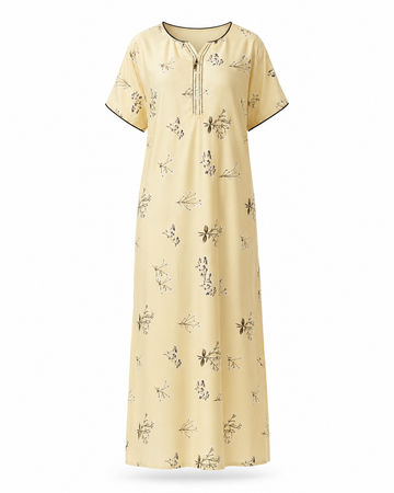 Zohroze Cream Italian Satin Maxi Nightgown