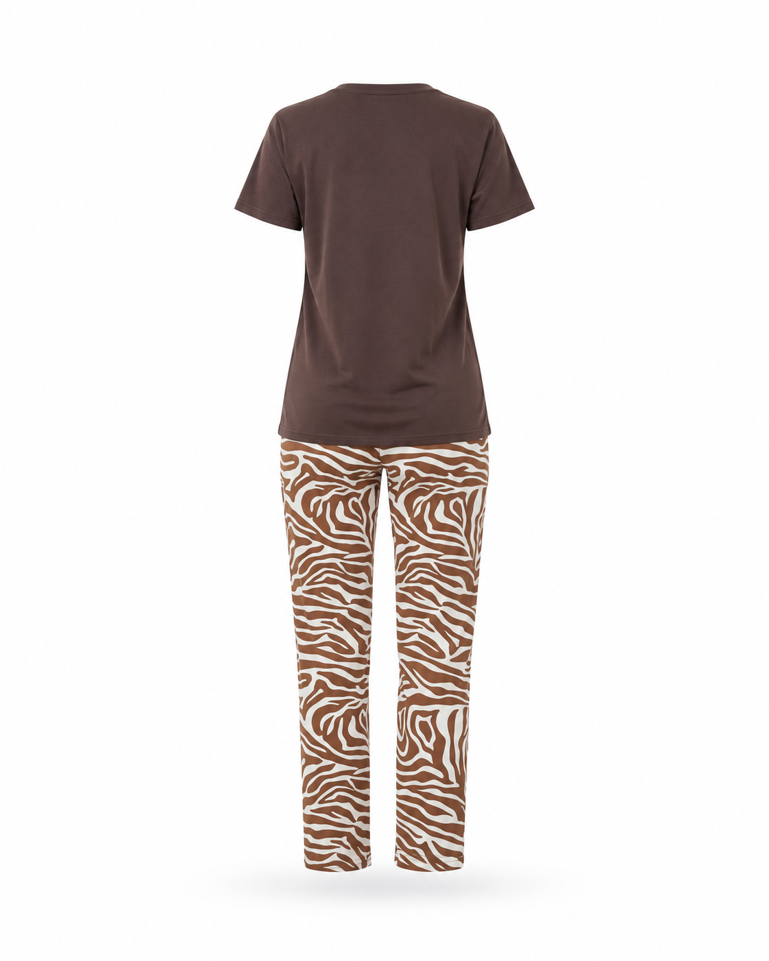 Zohroze Brown Zebra Print T-Shirt & Pajama Set