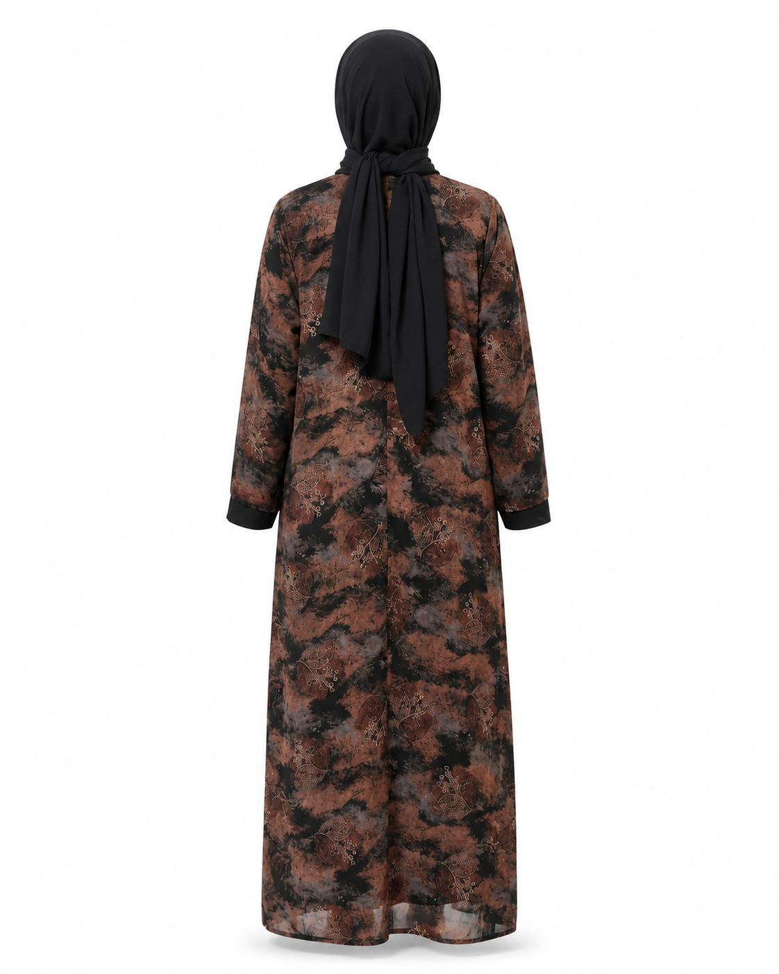 Zohroze Chocolate & Black Printed Nida Abaya
