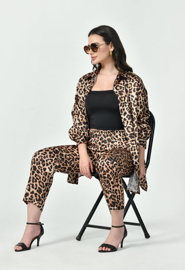 Japanese Satin Leopard Print Co-Ord Set – Elegant Modest Wear