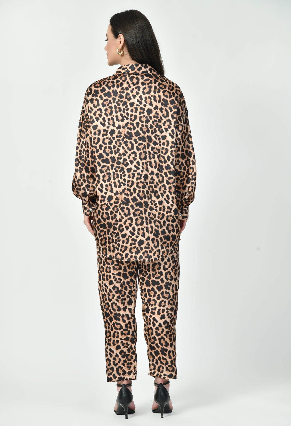 Japanese Satin Leopard Print Co-Ord Set – Elegant Modest Wear