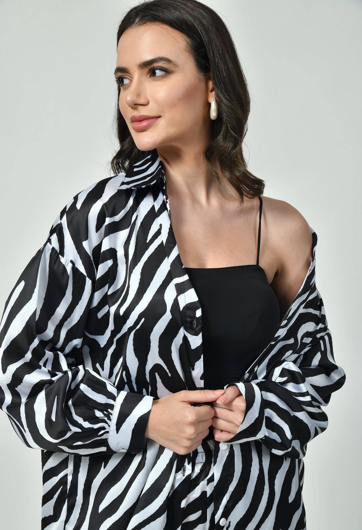 Zebra Print Satin Co-Ord Set – Premium Women Modest Fashion