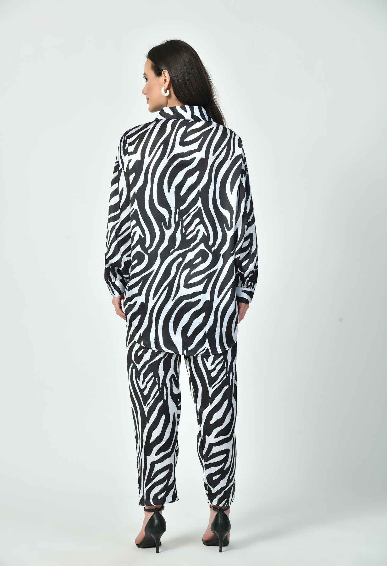 Zebra Print Satin Co-Ord Set – Premium Women Modest Fashion